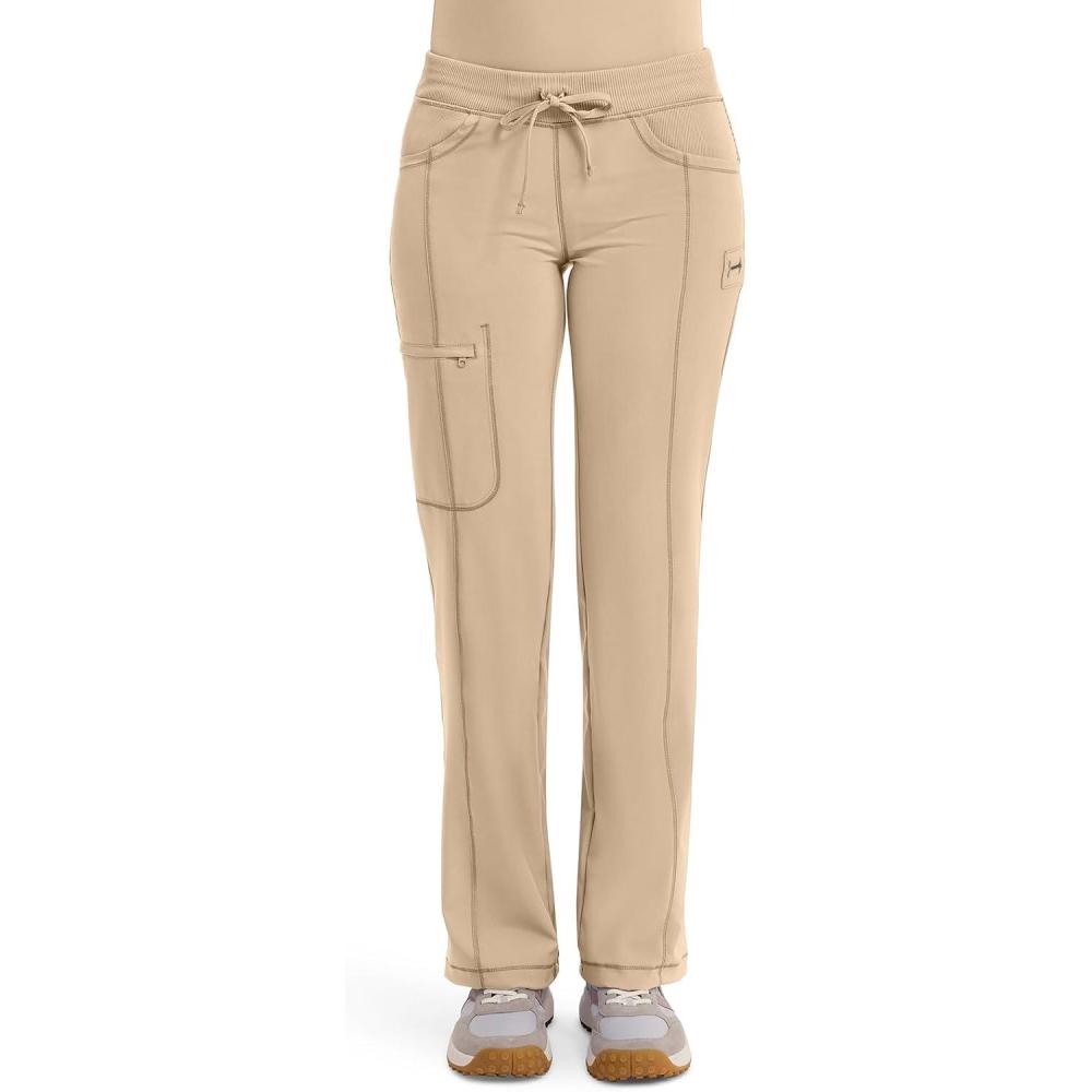 imageCherokee Infinity Women Scrubs Pant Low Rise Straight Leg Drawstring 1123AKhaki