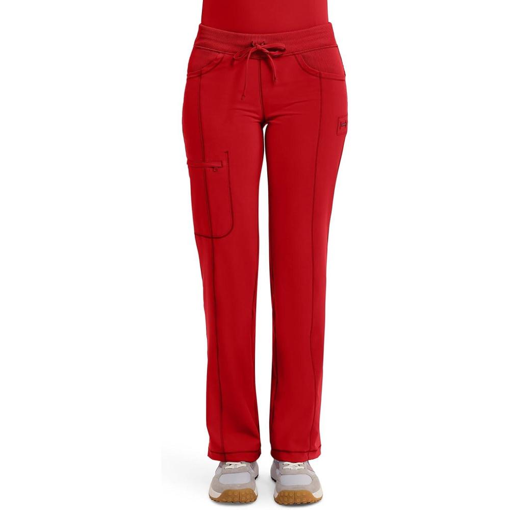 imageCherokee Infinity Women Scrubs Pant Low Rise Straight Leg Drawstring 1123ARed