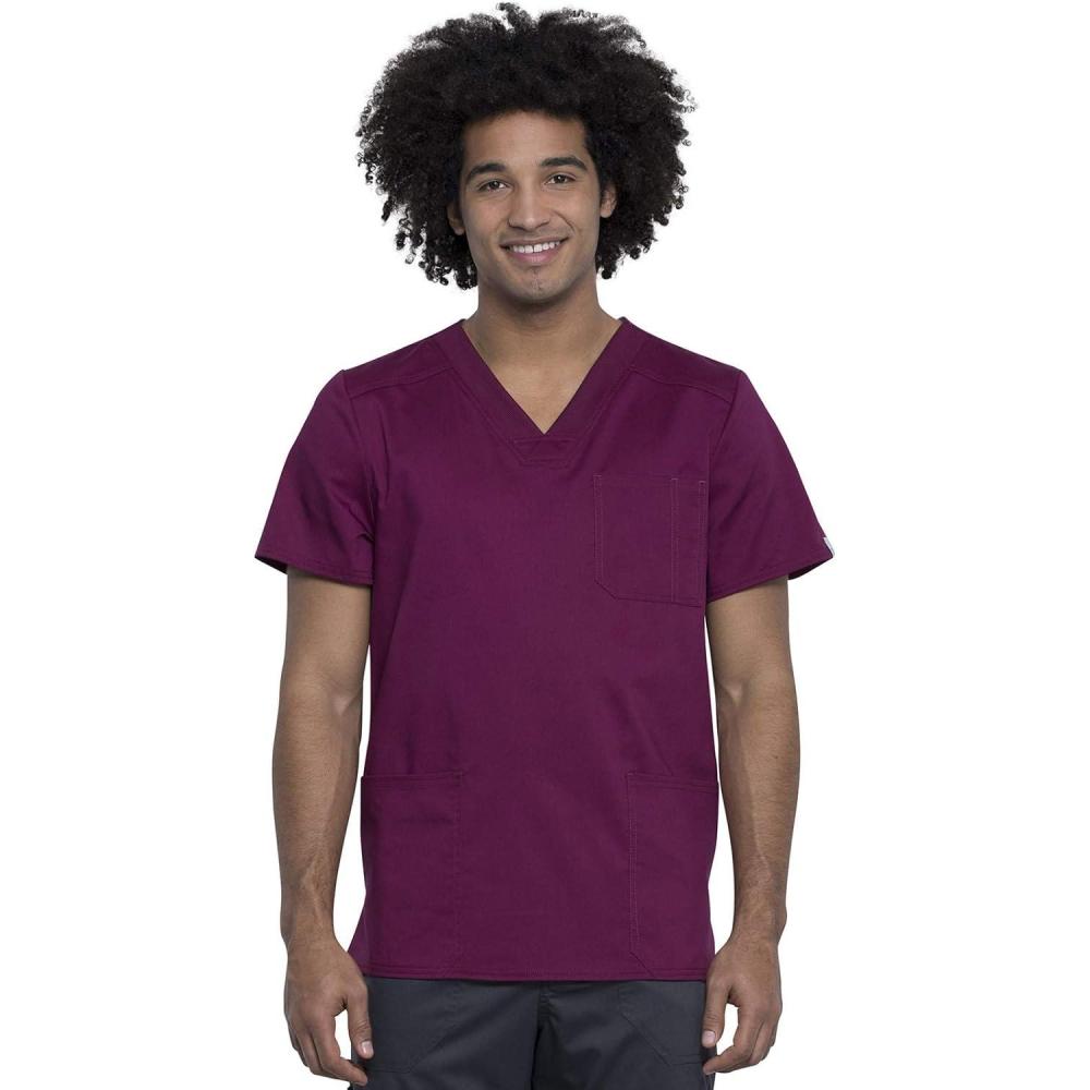 imageCherokee Men Scrubs Top Workwear Revolution Tech VNeck WW760ABWine