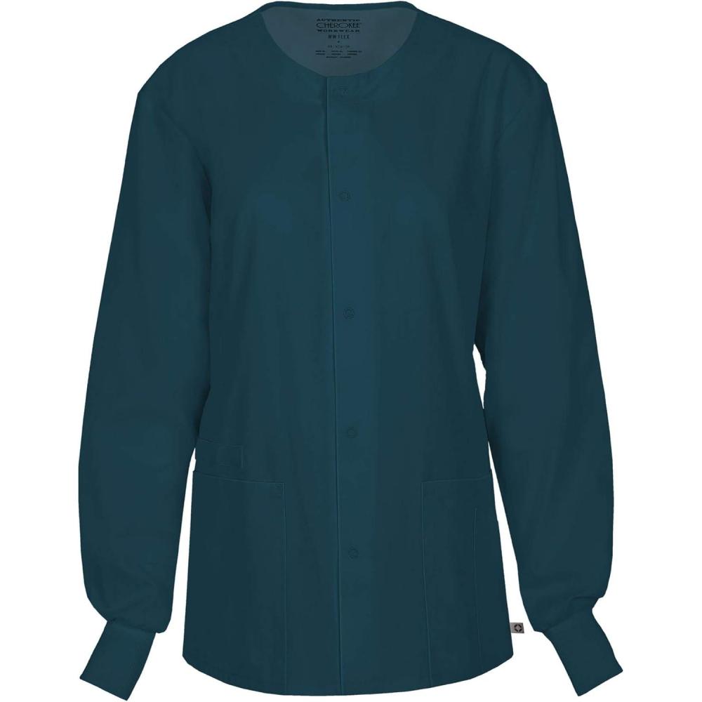 imageCherokee Mens Big Ww Flex with Certainty Unisex Snap Front Warmup JacketCaribbean Blue