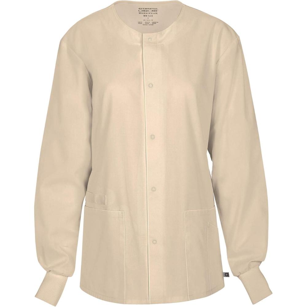 imageCherokee Mens Big Ww Flex with Certainty Unisex Snap Front Warmup JacketKhaki