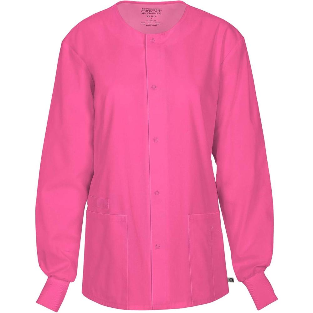 imageCherokee Mens Big Ww Flex with Certainty Unisex Snap Front Warmup JacketShocking Pink