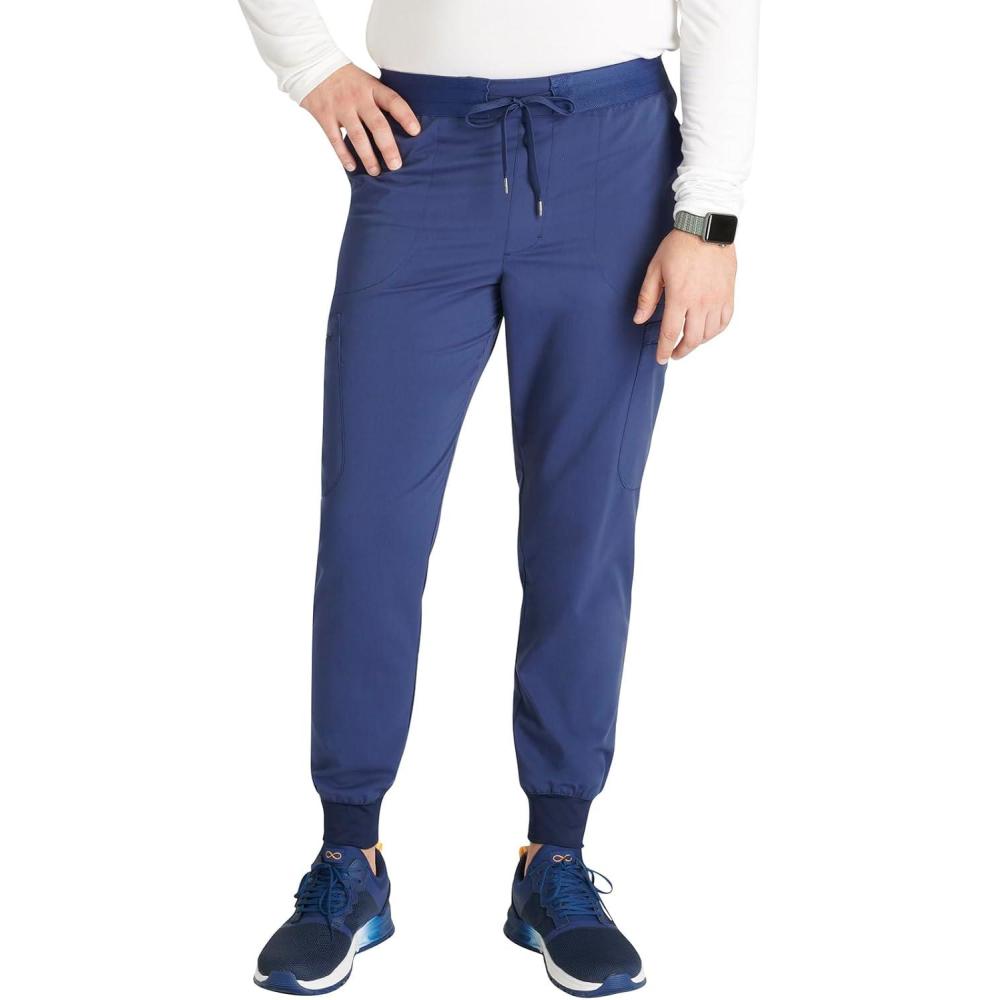 imageCherokee Mens Mid Rise Jogger Scrub Pants with 5 Pockets and Elastic Waistband CK132ANavy