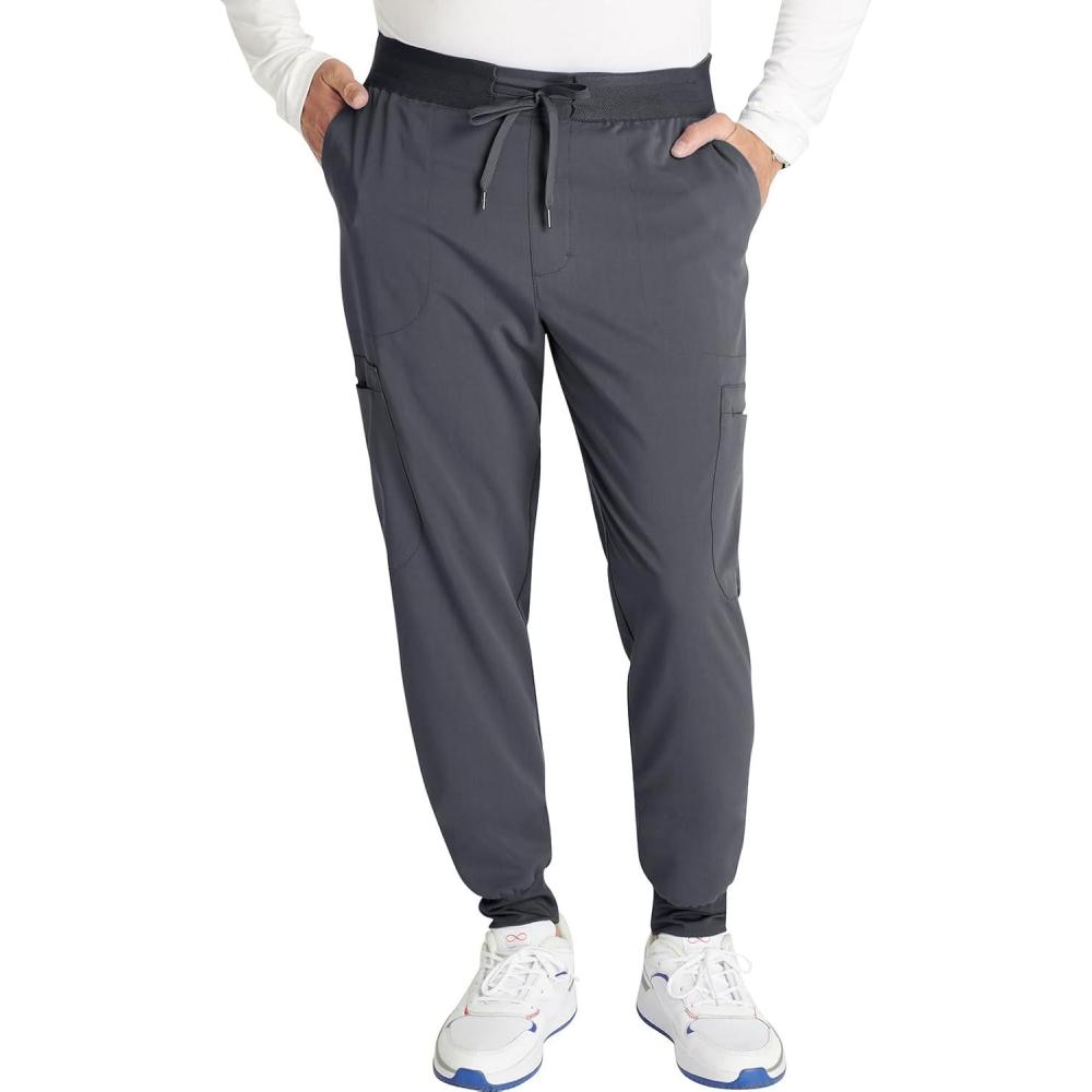 imageCherokee Mens Mid Rise Jogger Scrub Pants with 5 Pockets and Elastic Waistband CK132APewter