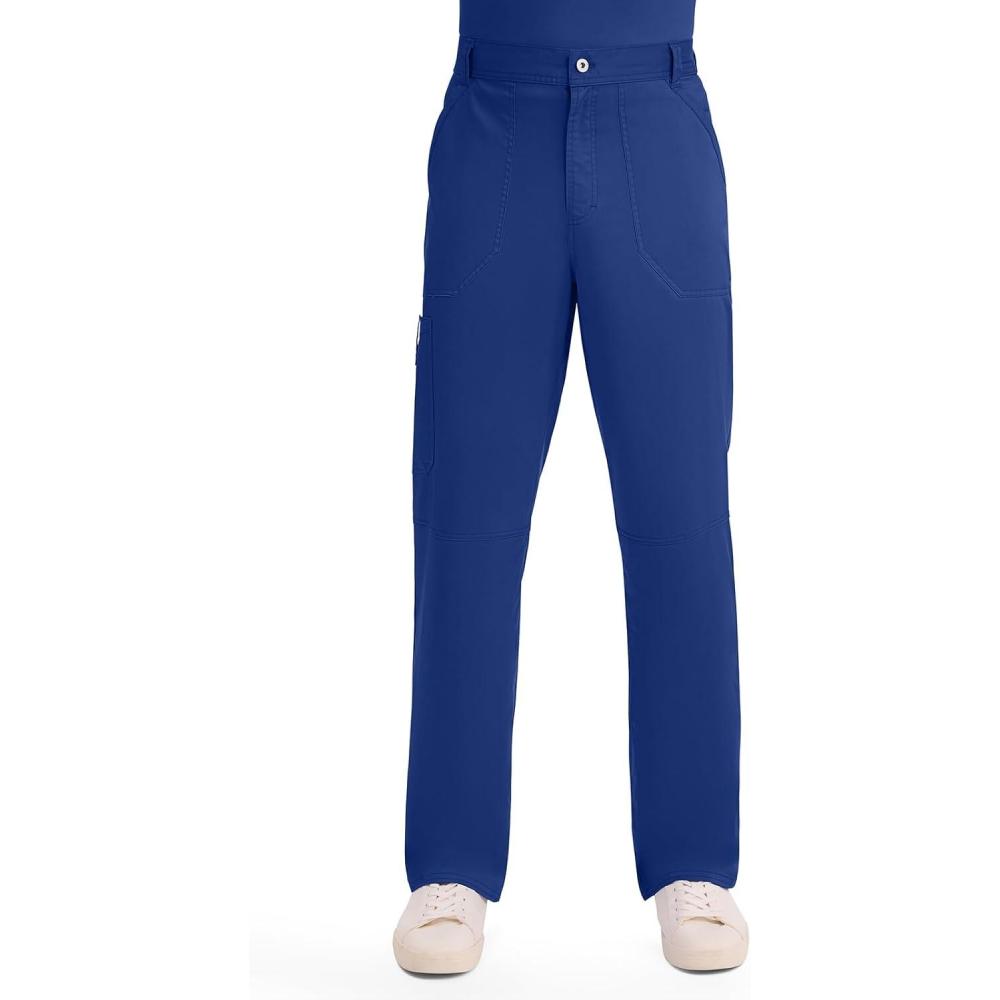 imageCherokee Mens Scrub Pants with Cargo Pockets TwoWay Stretch Modern fit Button Closure with Inside Drawstring Pants WW140Galaxy Blue