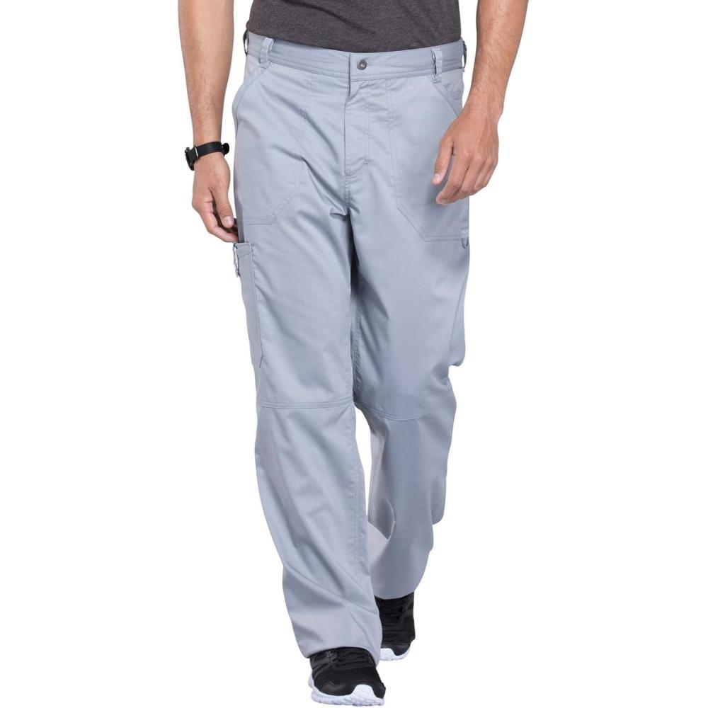 imageCherokee Mens Scrub Pants with Cargo Pockets TwoWay Stretch Modern fit Button Closure with Inside Drawstring Pants WW140Grey