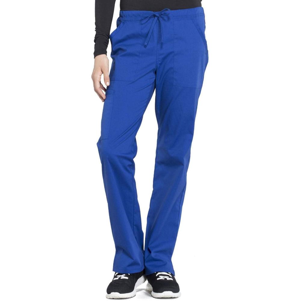 imageCherokee Scrub Pant for Women Mid Rise Straight Leg Drawstring Bottom with 5 Pockets Soft Stretchy amp Durable Fabric WW160Galaxy Blue