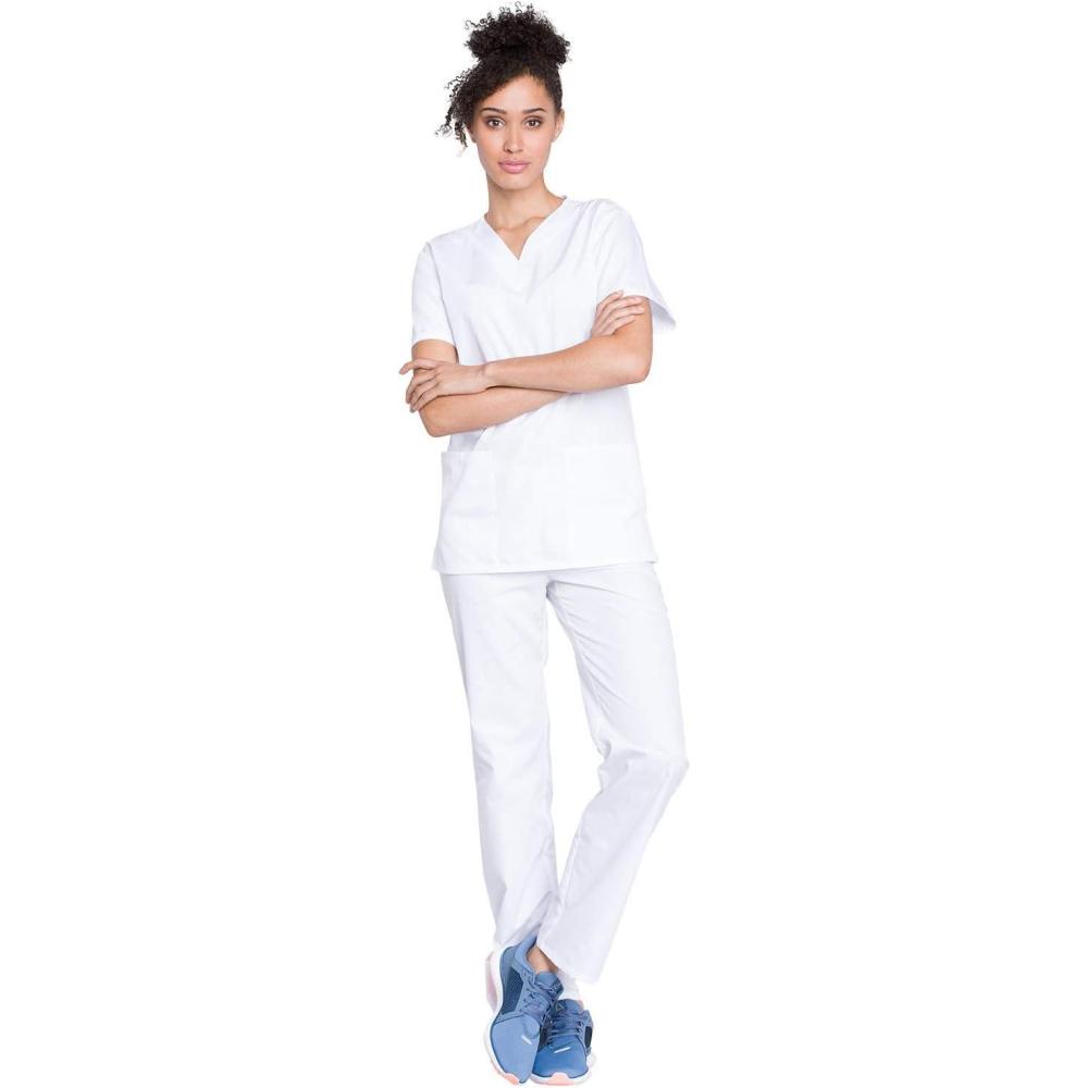 imageCherokee Unisex Scrub Set for Men amp Women VNeck Top amp Drawstring Pant Medical Uniform 3 Pockets Durable Easy Care WW530CWhite