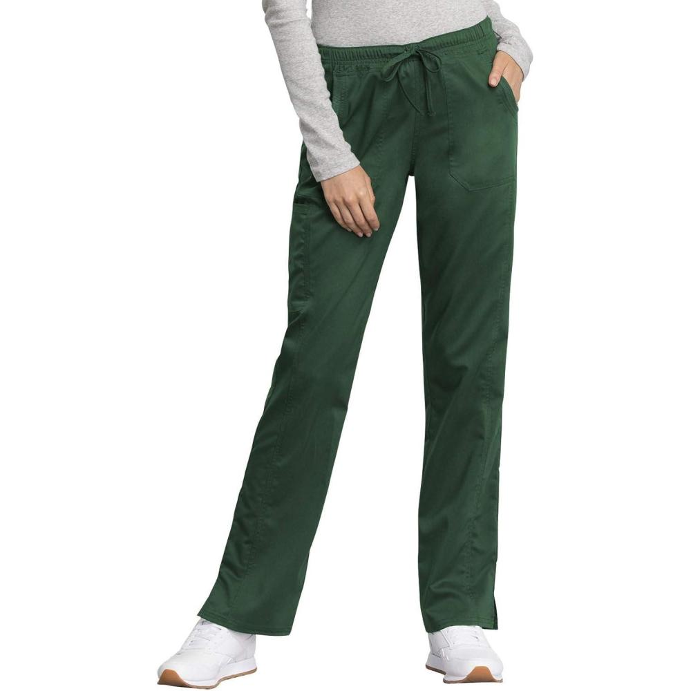 imageCherokee Women Scrubs Pant Workwear Revolution Tech Mid Rise Straight Leg Drawstring WW235ABHunter Green