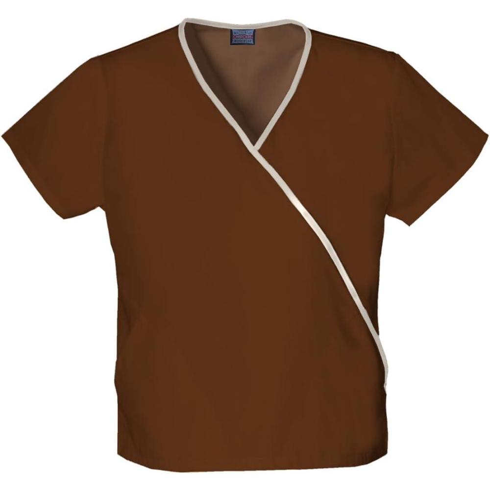 imageCherokee Womens 4800 Mini Mock Wrap Scrub TopChocolate