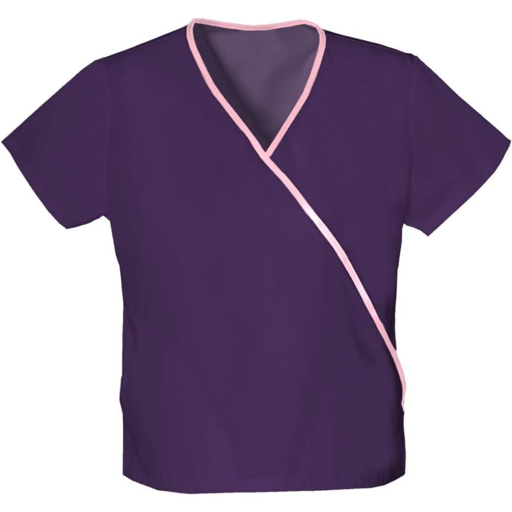 imageCherokee Womens 4800 Mini Mock Wrap Scrub TopEggplant