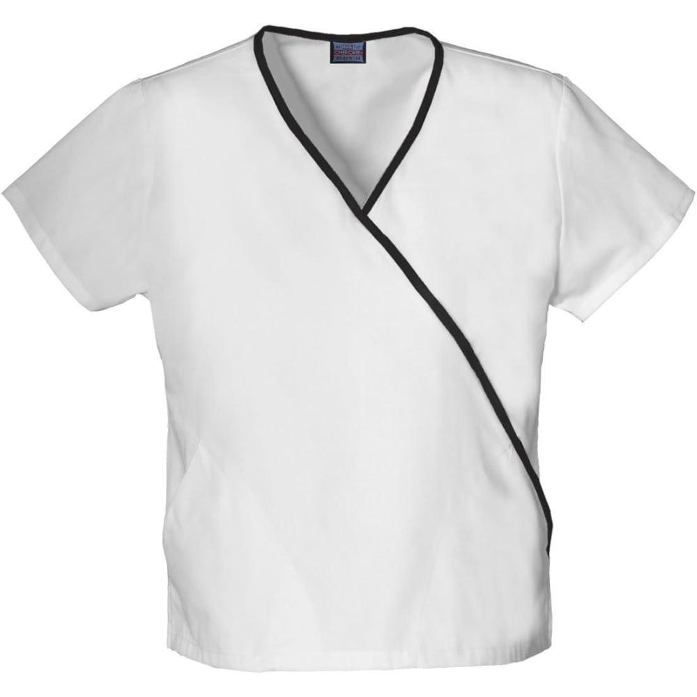 imageCherokee Womens 4800 Mini Mock Wrap Scrub TopWhite