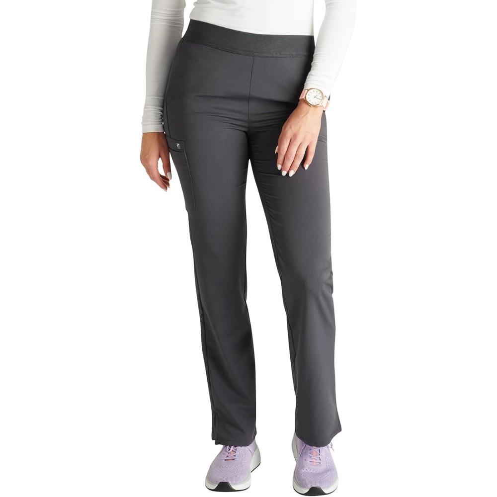 imageCherokee Womens Scrub Pants MidRise PullOn Straight Leg Bottom with 5 Pockets  CK136APewter