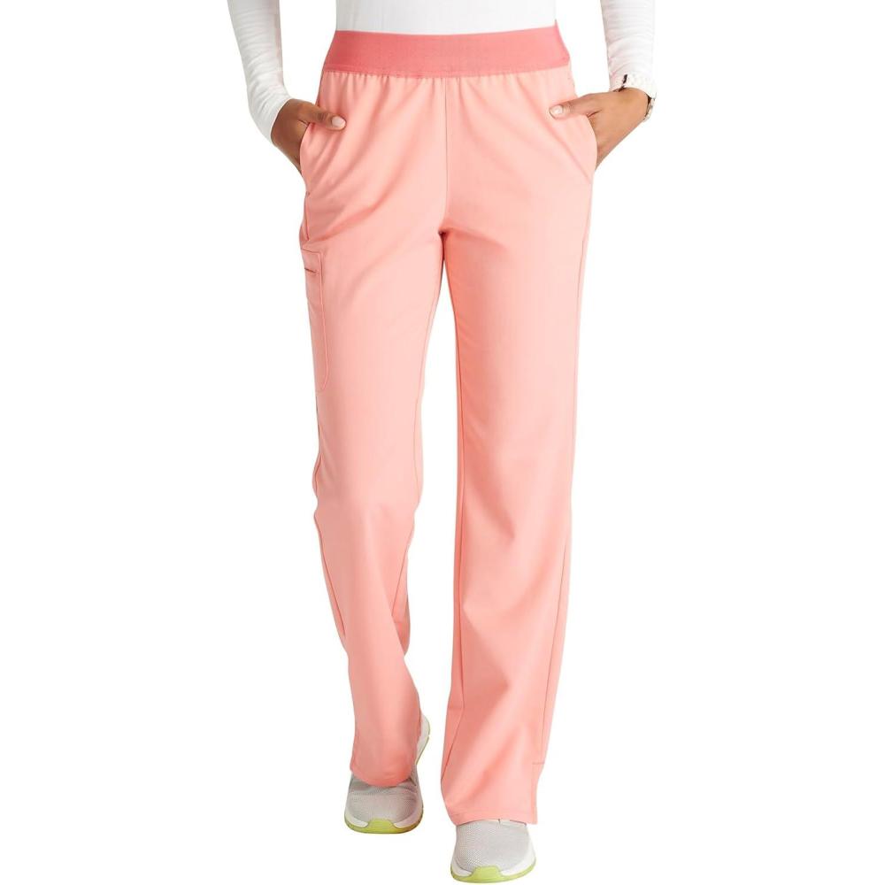 imageCherokee Womens Scrub Pants MidRise PullOn Straight Leg Bottom with 5 Pockets CK136ASugar Melon