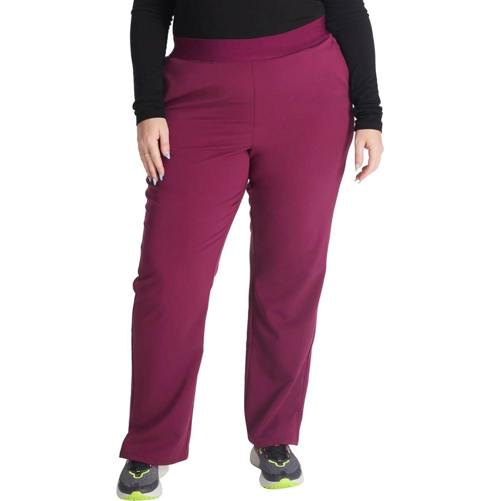 imageCherokee Womens Scrub Pants MidRise PullOn Straight Leg Bottom with 5 Pockets CK136AWine