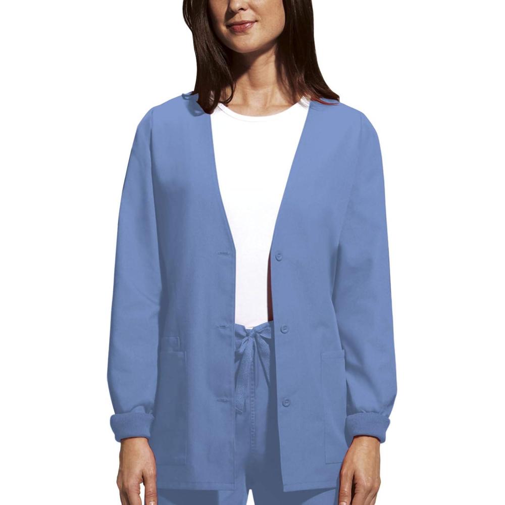 imageCherokee Womens Workwear Scrubs Cardigan WarmUp JacketCiel