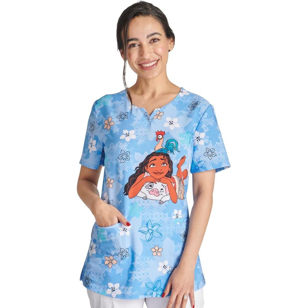 imageTooniforms Nurse Gifts Women Scrubs Top VNeck Print TF761Beach Buddies