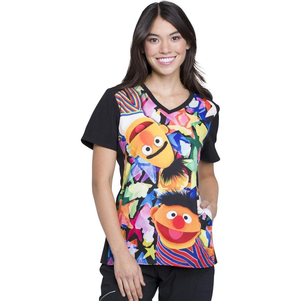 imageTooniforms Women Scrubs Top VNeck TF637Bert and Ernie