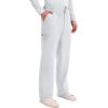 Cherokee Mens Scrub Pants with Cargo Pockets, Two-Way Stretch Modern fit Button Closure with Inside Drawstring Pants – WW140(White)