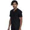 Cherokee Men’s V-Neck Scrub Top, Modern Fit One Chest Pocket with 360° Stretch Knit CK885(Black)