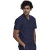 Cherokee Men’s V-Neck Scrub Top, Modern Fit One Chest Pocket with 360° Stretch Knit CK885(Navy)