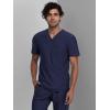 Cherokee Men’s V-Neck Scrub Top, Modern Fit One Chest Pocket with 360° Stretch Knit CK885(Navy)