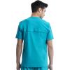 Cherokee Men’s V-Neck Scrub Top, Modern Fit One Chest Pocket with 360° Stretch Knit CK885(Teal Blue)
