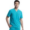 Cherokee Men’s V-Neck Scrub Top, Modern Fit One Chest Pocket with 360° Stretch Knit CK885(Teal Blue)
