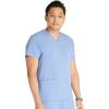 Cherokee Men’s V-Neck Scrub Top with 3 Pockets, High-Low Rounded Hem, and Back Yoke Seam for Comfort – CK719A(Ciel)