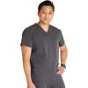 Cherokee Men’s V-Neck Scrub Top with 3 Pockets, High-Low Rounded Hem, and Back Yoke Seam for Comfort – CK719A(Pewter)