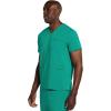 Cherokee Men’s V-Neck Scrub Top with 3 Pockets, High-Low Rounded Hem, and Back Yoke Seam for Comfort – CK719A(Teal Blue)