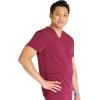 Cherokee Men’s V-Neck Scrub Top with 3 Pockets, High-Low Rounded Hem, and Back Yoke Seam for Comfort – CK719A(Wine)