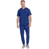 Cherokee Scrubs for Men Zip Henley Top with 3 Pockets & 360° Stretch Fabric – CK812(Galaxy Blue)