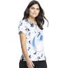 Cherokee Scrubs for Women V-Neck Printed Scrub Top Modern Classic Fit with Side Angled Pockets & Shaping Darts – TF626(All a Flutter)