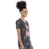 Cherokee Scrubs for Women V-Neck Printed Scrub Top Modern Classic Fit with Side Angled Pockets & Shaping Darts – TF626(Fawned of You)