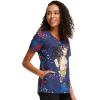 Cherokee Scrubs for Women V-Neck Printed Scrub Top Modern Classic Fit with Side Angled Pockets & Shaping Darts – TF626(Hang With the Stars)
