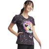Cherokee Scrubs for Women V-Neck Printed Scrub Top Modern Classic Fit with Side Angled Pockets & Shaping Darts – TF626(My Bright Future)