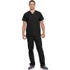 Cherokee Unisex Scrub Set for Men & Women V-Neck Top & Drawstring Pant Medical Uniform 3 Pockets, Durable Easy Care – WW530C(Black)