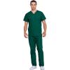 Cherokee Unisex Scrub Set for Men & Women V-Neck Top & Drawstring Pant Medical Uniform 3 Pockets, Durable Easy Care – WW530C(Hunter)
