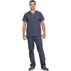 Cherokee Unisex Scrub Set for Men & Women V-Neck Top & Drawstring Pant Medical Uniform 3 Pockets, Durable Easy Care – WW530C(Pewter)