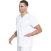 Cherokee Unisex Scrub Set for Men & Women V-Neck Top & Drawstring Pant Medical Uniform 3 Pockets, Durable Easy Care – WW530C(White)