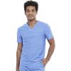 Cherokee Men’s V-Neck Scrub Top, Modern Fit One Chest Pocket with 360° Stretch Knit CK885(Ciel Blue)