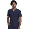 Cherokee Men’s V-Neck Scrub Top, Modern Fit One Chest Pocket with 360° Stretch Knit CK885(Navy)