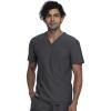 Cherokee Men’s V-Neck Scrub Top, Modern Fit One Chest Pocket with 360° Stretch Knit CK885(Pewter)