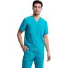 Cherokee Men’s V-Neck Scrub Top, Modern Fit One Chest Pocket with 360° Stretch Knit CK885(Teal Blue)