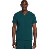 Cherokee Men’s V-Neck Scrub Top with 3 Pockets, High-Low Rounded Hem, and Back Yoke Seam for Comfort – CK719A(Caribbean Blue)