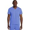 Cherokee Men’s V-Neck Scrub Top with 3 Pockets, High-Low Rounded Hem, and Back Yoke Seam for Comfort – CK719A(Ciel)