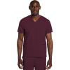 Cherokee Men’s V-Neck Scrub Top with 3 Pockets, High-Low Rounded Hem, and Back Yoke Seam for Comfort – CK719A(Wine)