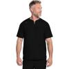 Cherokee Scrubs for Men Zip Henley Top with 3 Pockets & 360° Stretch Fabric – CK812(Black)