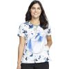 Cherokee Scrubs for Women V-Neck Printed Scrub Top Modern Classic Fit with Side Angled Pockets & Shaping Darts – TF626(All a Flutter)